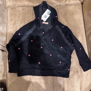Vintage Havana Black Hoodie with Pink Accents